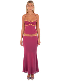 Sunset Romance Maxi Set - Berry