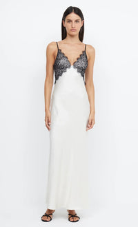 Valentina Lace Trim Satin Maxi Dress